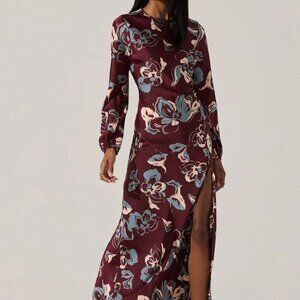 Elyse Satin Floral Midi Dress
